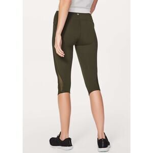 Lululemon Train Times Crop W6ADDS Dark Olive Size 4 Luxtreme